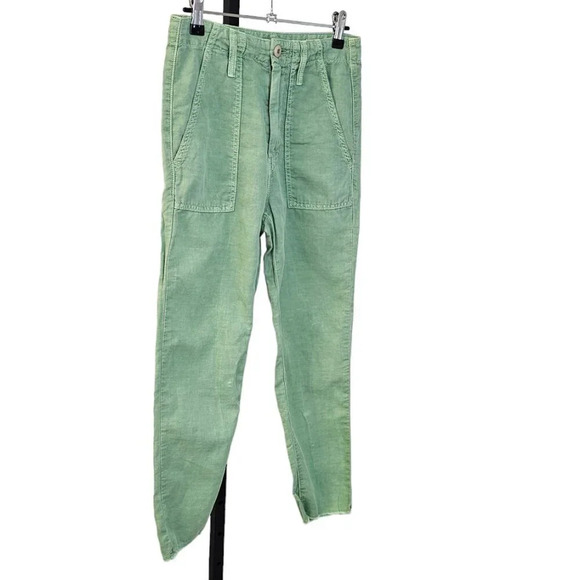 Mother Womens The Shaker  Chop Crop Hedge Green Size 23 Lyocell Cotton Raw Hem - Picture 7 of 12